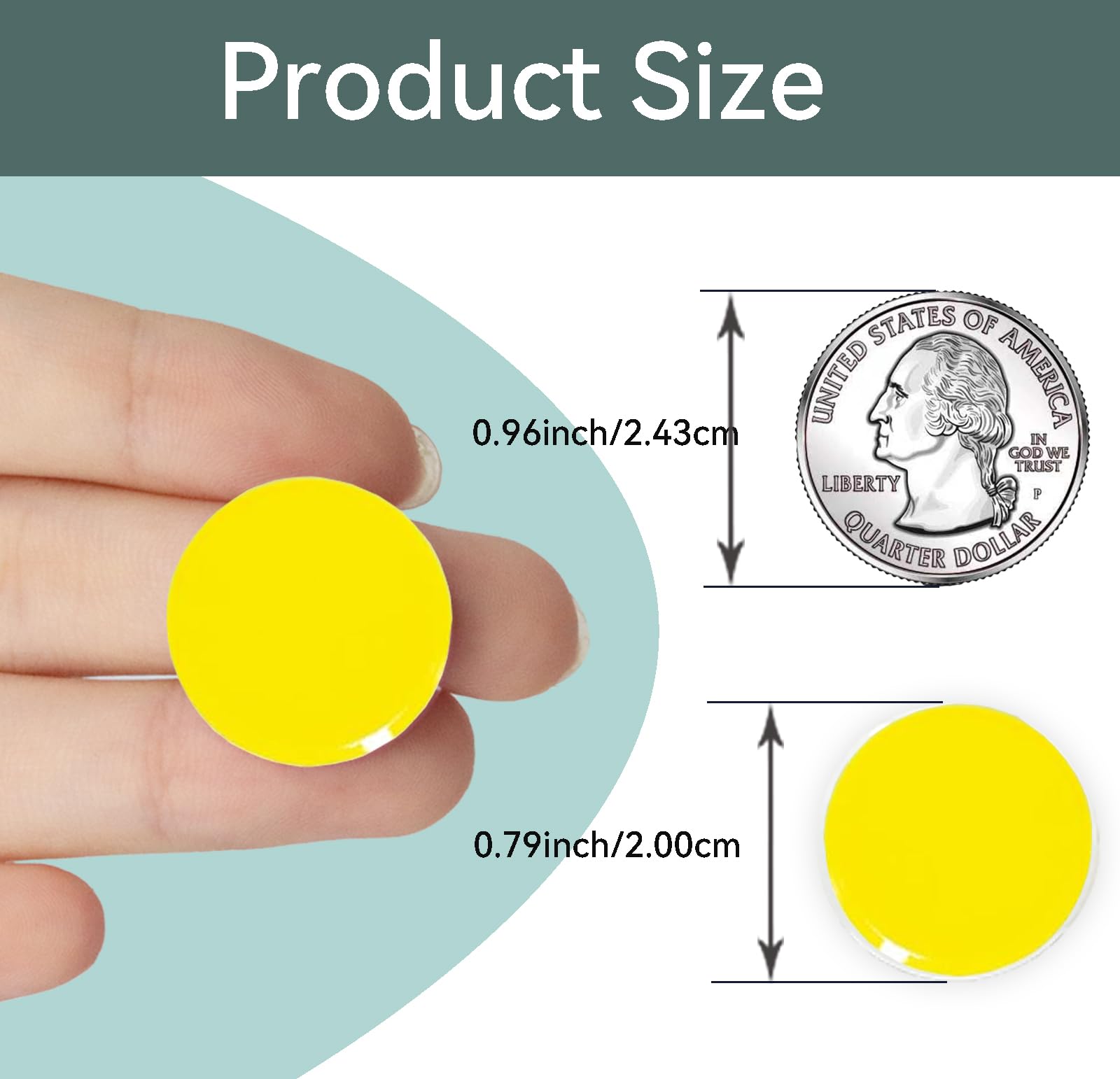 DUJEQM Fridge Magnets 30PCS Yellow, Strong Magnet Mini Round Decorative Magnets - Image 3