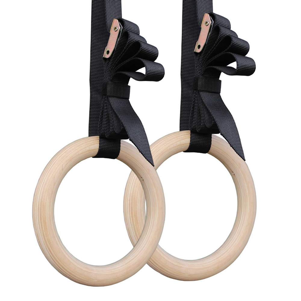 Anello di Ginnastica Anelli per la ginnastica in legno di betulla di betulla 1 paio per l'anello per la formazione della forza di fitness della casa.2,8 cm * cinghie regolabili da 4,5 m per facoltativ
