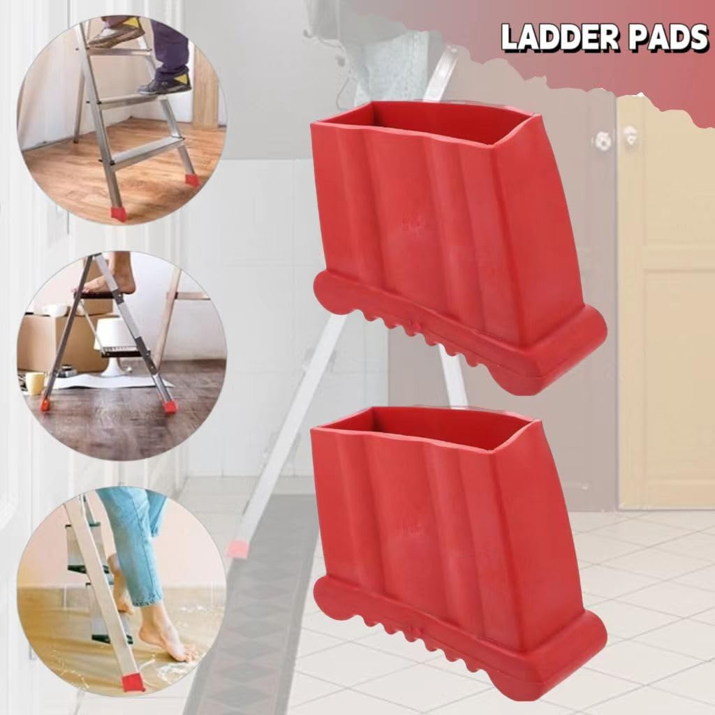 Ladder Feet-2PCS Covers Non Slip Rubber Steep Ladder Foot Pads Cushion Extension Ladder Feet Covers Security Bumpers Replacement Ladder Accessories Red, Step Ladder Rubber Feet Replacement