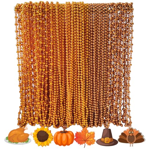 Lot de 100 colliers de perles orange et marron en plastique avec pendentifs