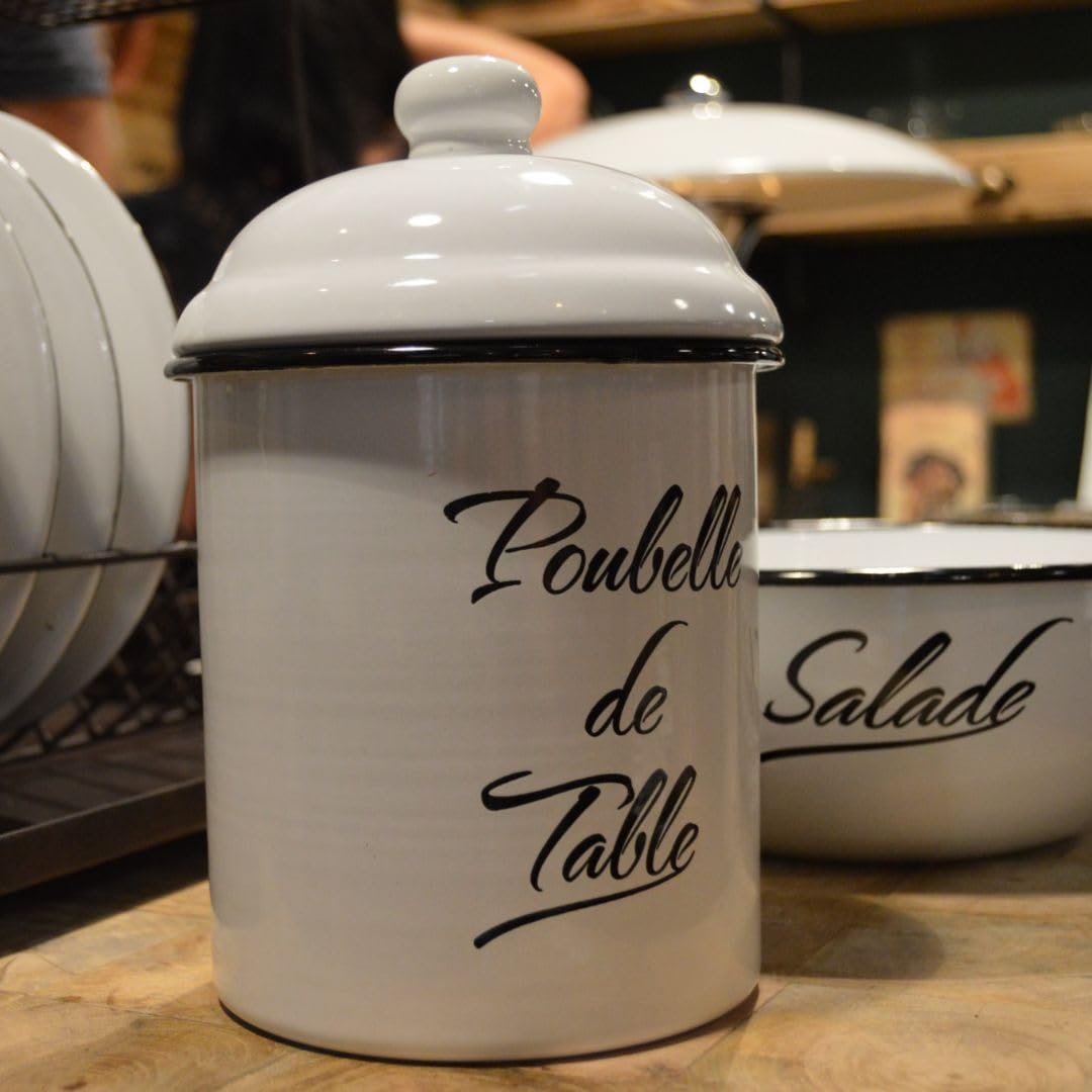 Ancienne Poubelle De Table En Céramique – Décor Floral, Bon état
