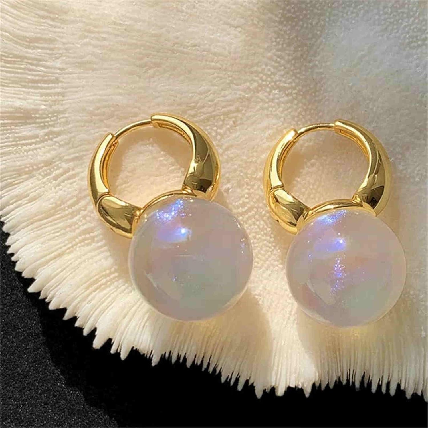 HUGE TOMATO Big Pearl Drop Earrings for Women, Statement Extra Large Pearl Earrings Dangle, Elegant Oversized Gold 925 Sterling Silver Hoop Dangling for Mom Teen Wedding Jewelry Gift,14mm - Image 6