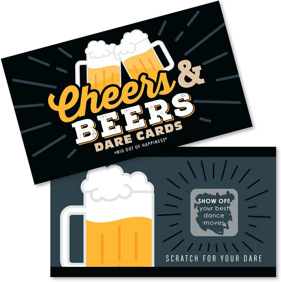 Big Dot of Happiness Cheers and Beers Happy Birthday - Birthday Party Game Scratch Off Dare Cards - 22 Count