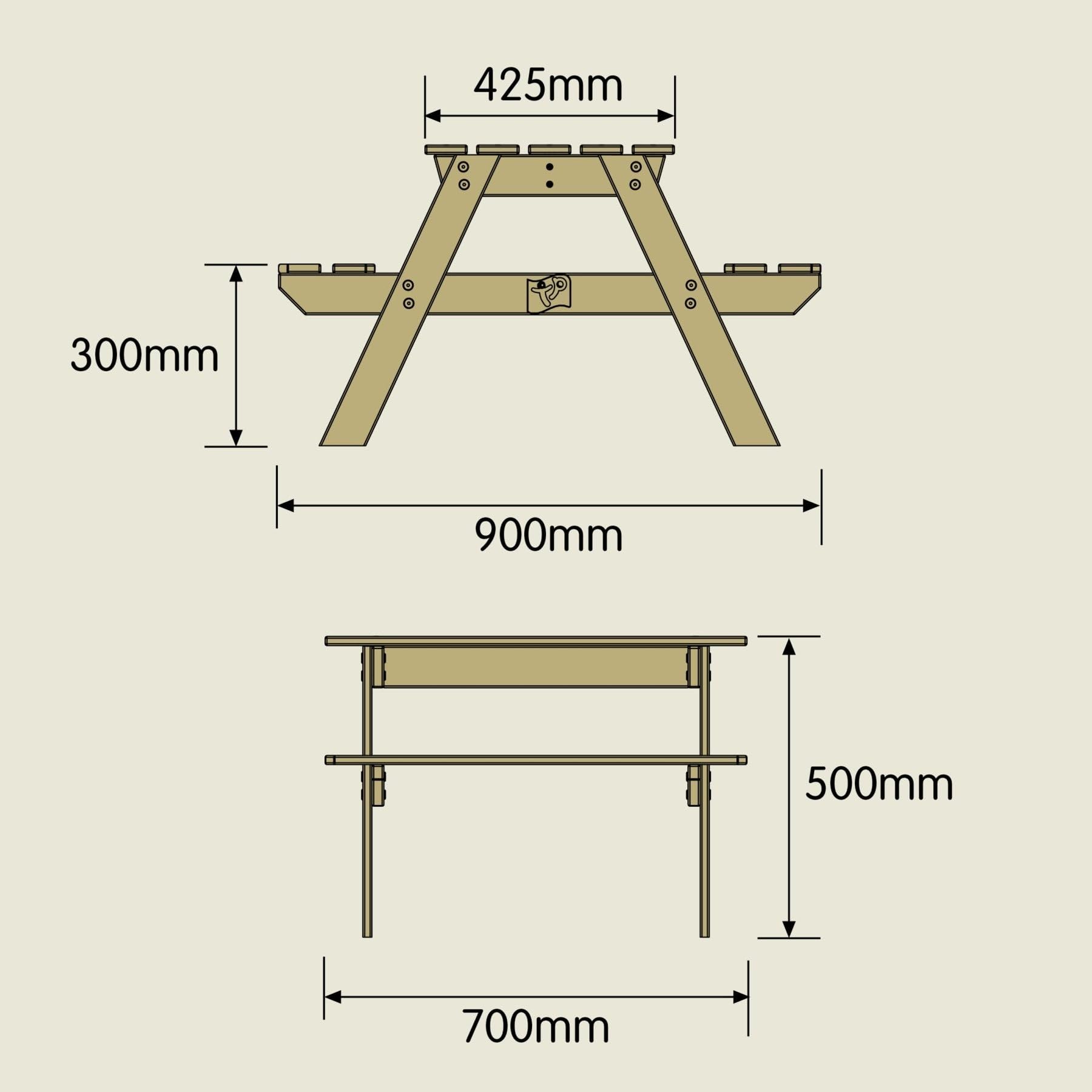TP Toys Table Pique-Nique Forestière en Bois FSC – 90 x 70 x 50 cm – Table et Bancs pour Enfants dès 18 Mois – Aire de Jeu et Repas Extérieur – Montage Facile
