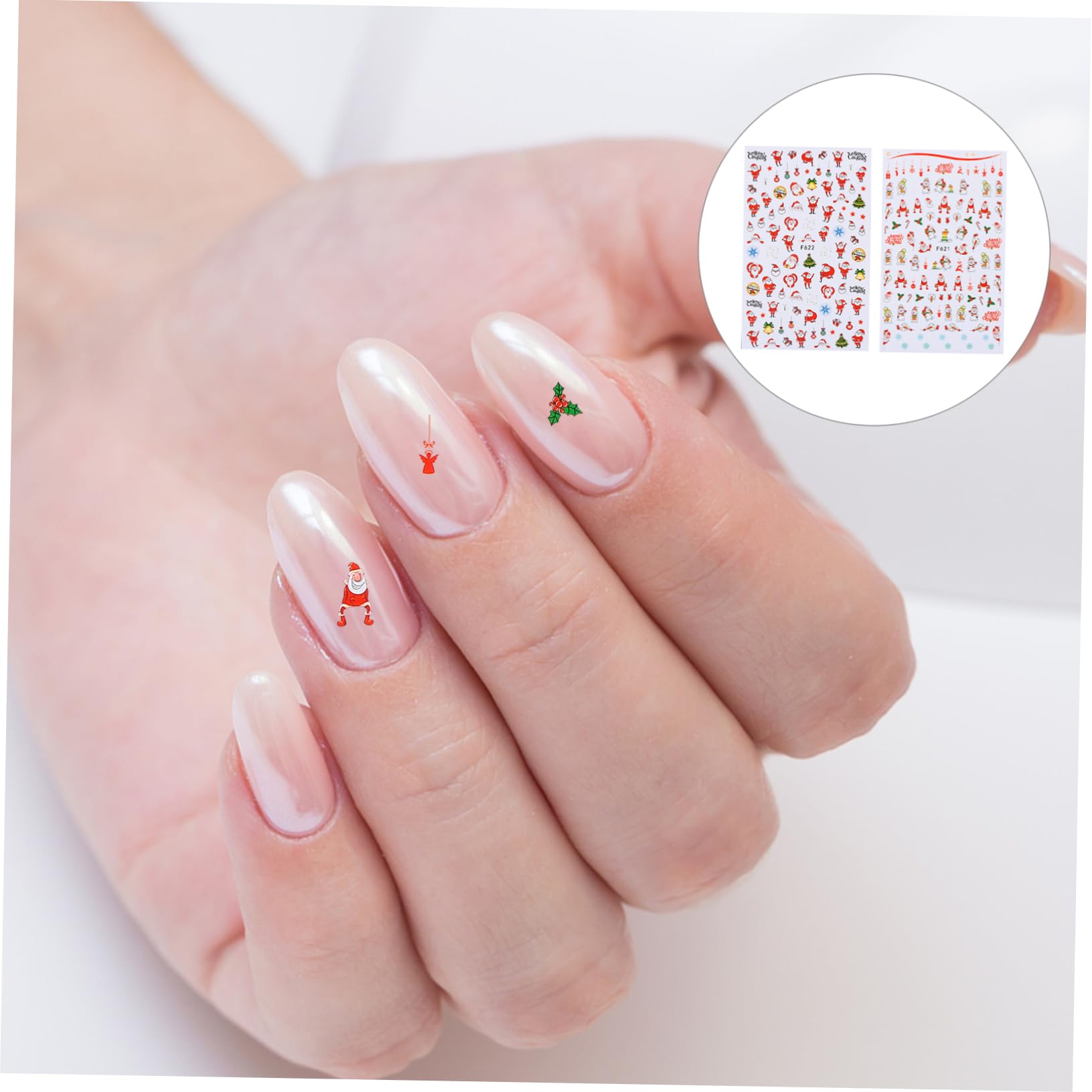 Healeved 18fogli Adesivi Natale Per Unghie Di Sticker Autoadesivi Per Decorazioni Con Tema Santa Claus Facili Da Applicare Design e Resistente Perfetti Per Nail Art Festiva