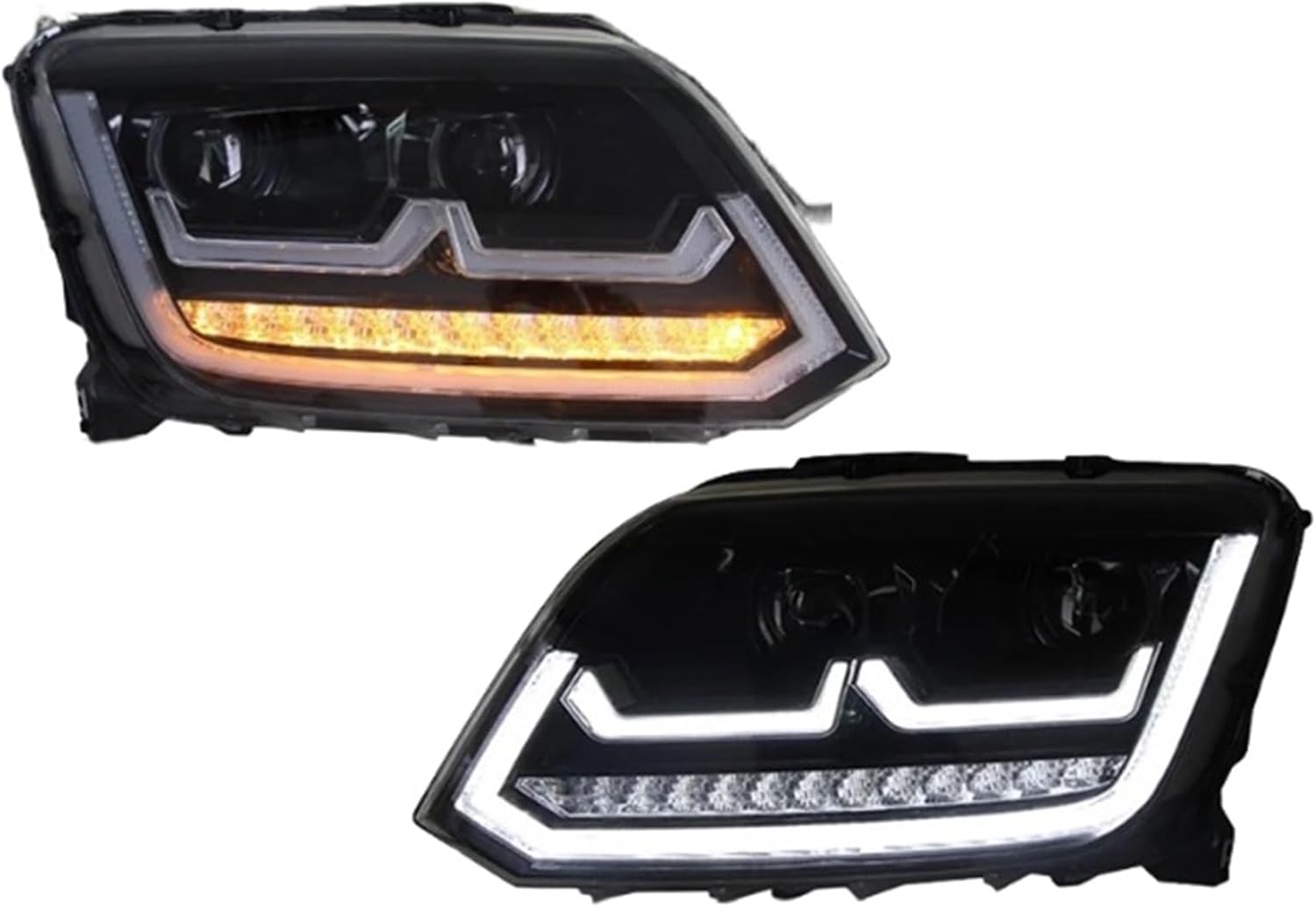 Front Auto Light Assembly For Amarok 2010-2020 DRL Upgrade Headlamp Amber Turn Signal Front Projector Car Accessories Pair Headlights