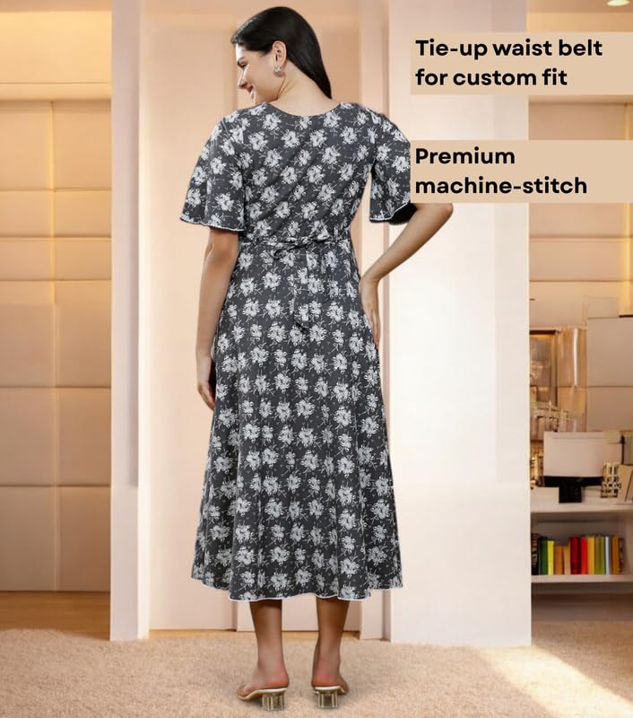 Image of DUMMY SHAPE Women's Rayon Anarkali Maternity Dress & Feeding Kurti with Zippers