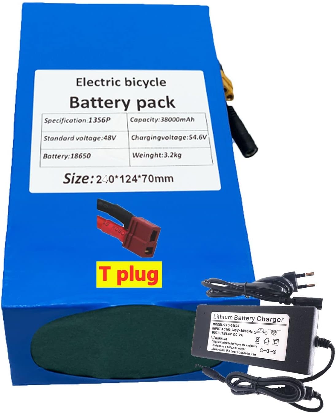 GNIUBBDB E-Bike Akku 48V 38Ah - Lithium-Ionen Mit Ladegerät | Für 250W-1000W Motoren XT60 Stecker