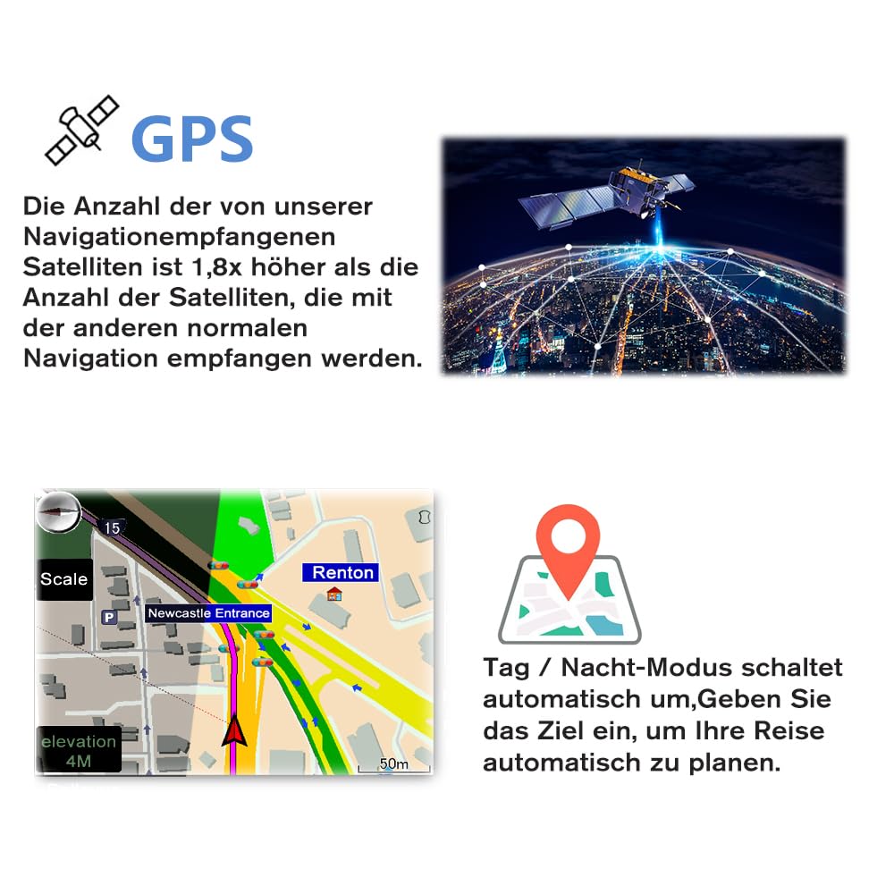 AWESAFE Bluetooth Navigationsgeräte für Auto, 7 Zoll Touchscreen, GPS Navigation für LKW PKW KFZ, 2023 Europa Karten unterstützt lebenslang kostenloses