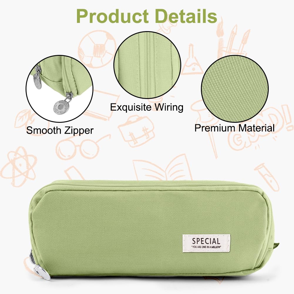 OFFCUP Pencil Case for Large Capacity Green Stationery Pencils Case Bag, Durable Shell Pen Maker Pencil Pouch - Image 4