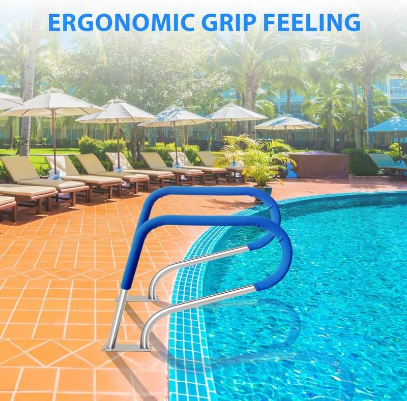Miniatura 3 de Barandilla de piscina de 30 x 22 pulgadas, barandillas de piscina para piscinas enterradas, pasamanos de piscina de acero inoxidable con capacidad