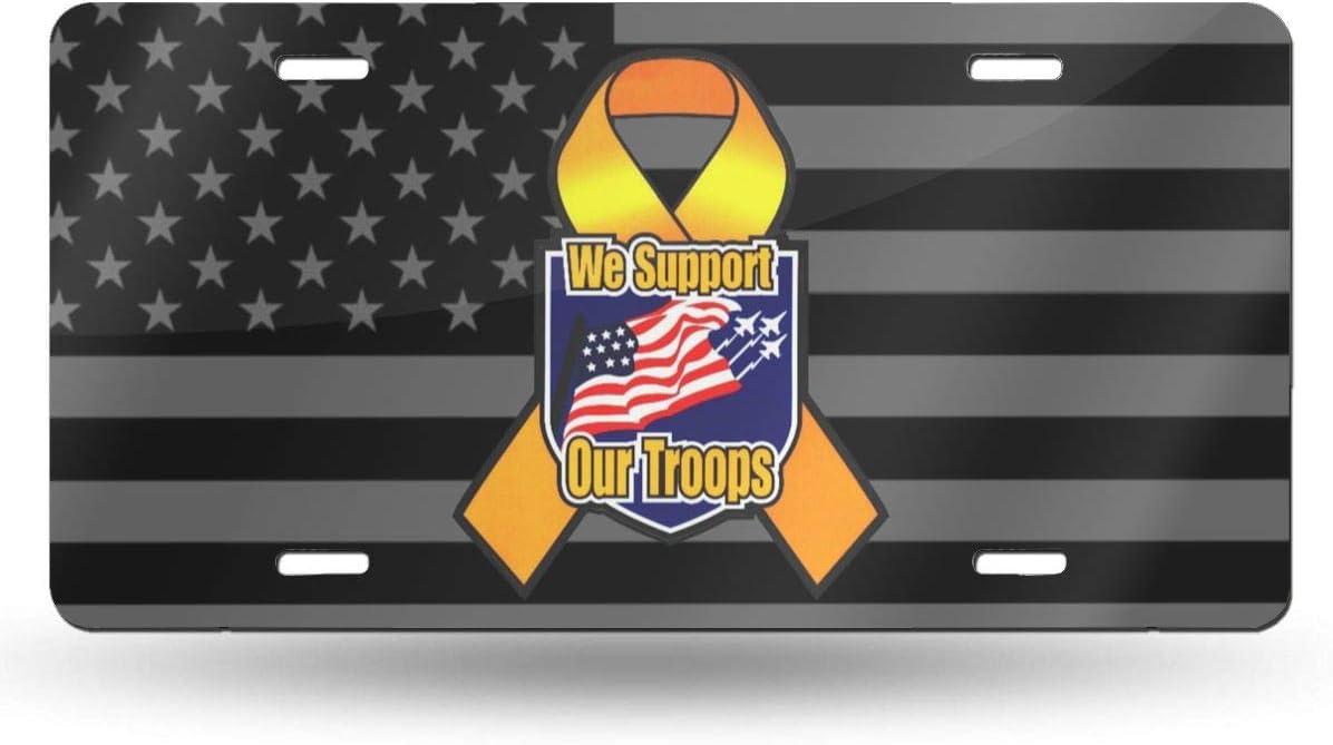 HUXIURONGchepai We Support Our Troops License Plates for
