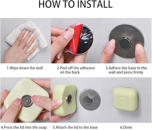 Miniatura 4 de 2 jaboneras magnéticas autodrenantes, ahorradores de jabón de acero inoxidable para pared de ducha, jaboneras magnéticas fáciles de limpiar para