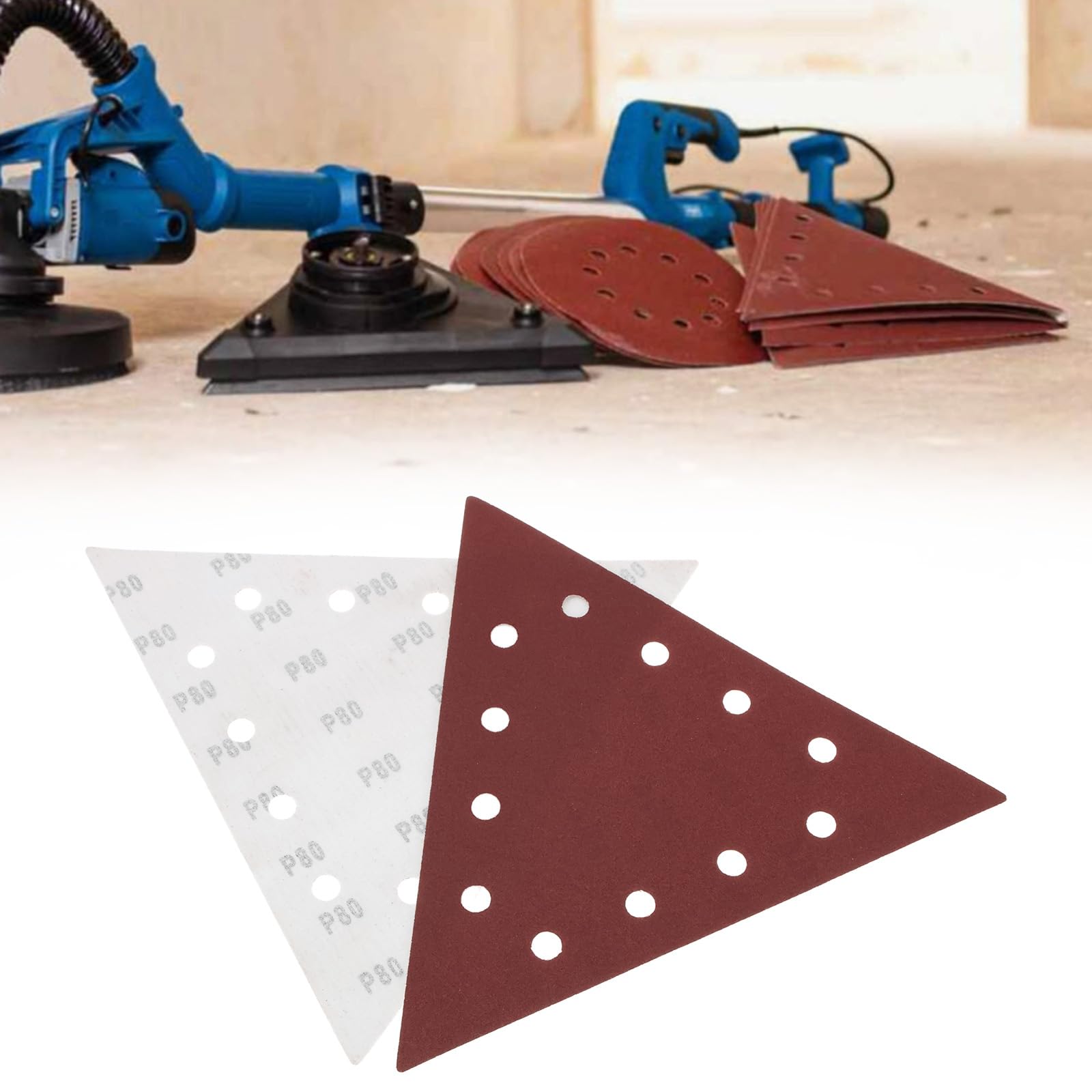 EMSea Lot de 30 papiers abrasifs triangulaires grain 80 100 120 150 180 240 pour ponceuse DS210 à sec DS930 pour ponceuse murale et plafond, 290 mm