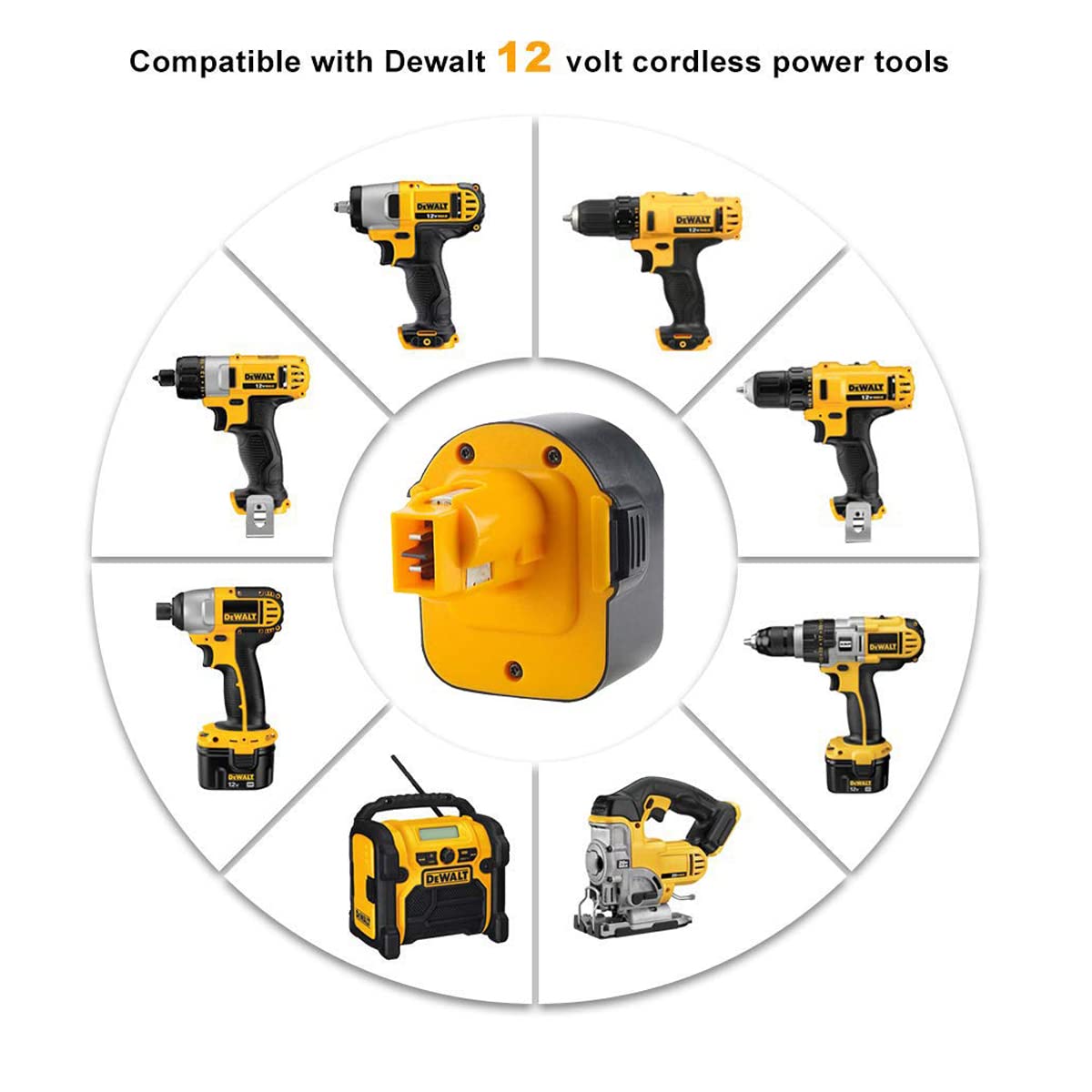2X 12V 3,5Ah/3500mAh NI-MH Batterie de Remplacement pour Dewalt Batterie DC9071 DE9075 DE9071 DE9074 DW9071 DW9072 DE9501 DE9072 Outil Électrique sans Fil