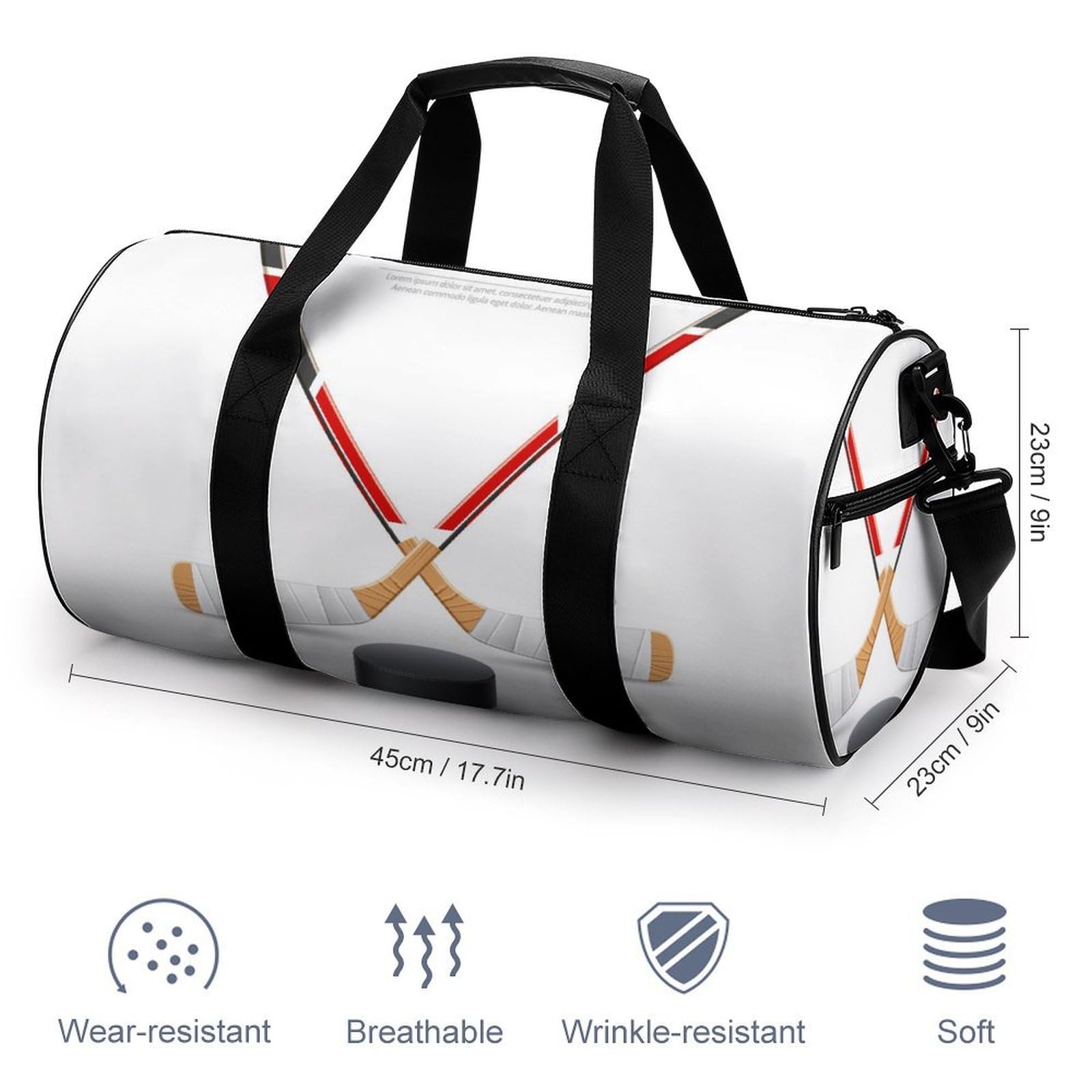 Hockey sur Glace Sac De Sport Gym Sac De Voyage Sac Week-End Duffel Bag pour Camping Randonnée Voyage 45x23x23cm