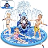 【Langlebige und sichere Sprinklermatte】Dieses Hai-Splash pad besteht aus langlebigem, umweltfreundlichem und dielektrischem Schweißen, das Festigkeit und Schönheit gewährleistet und keine schädlichen Chemikalien enthält, sodass Kinder sicher spielen können. Die Sprühhöhe ist durch die Wasserhöhe einstellbar. Auf der Basis kann ein flaches Becken gebildet werden, um Ihre Kinder zu schützen.