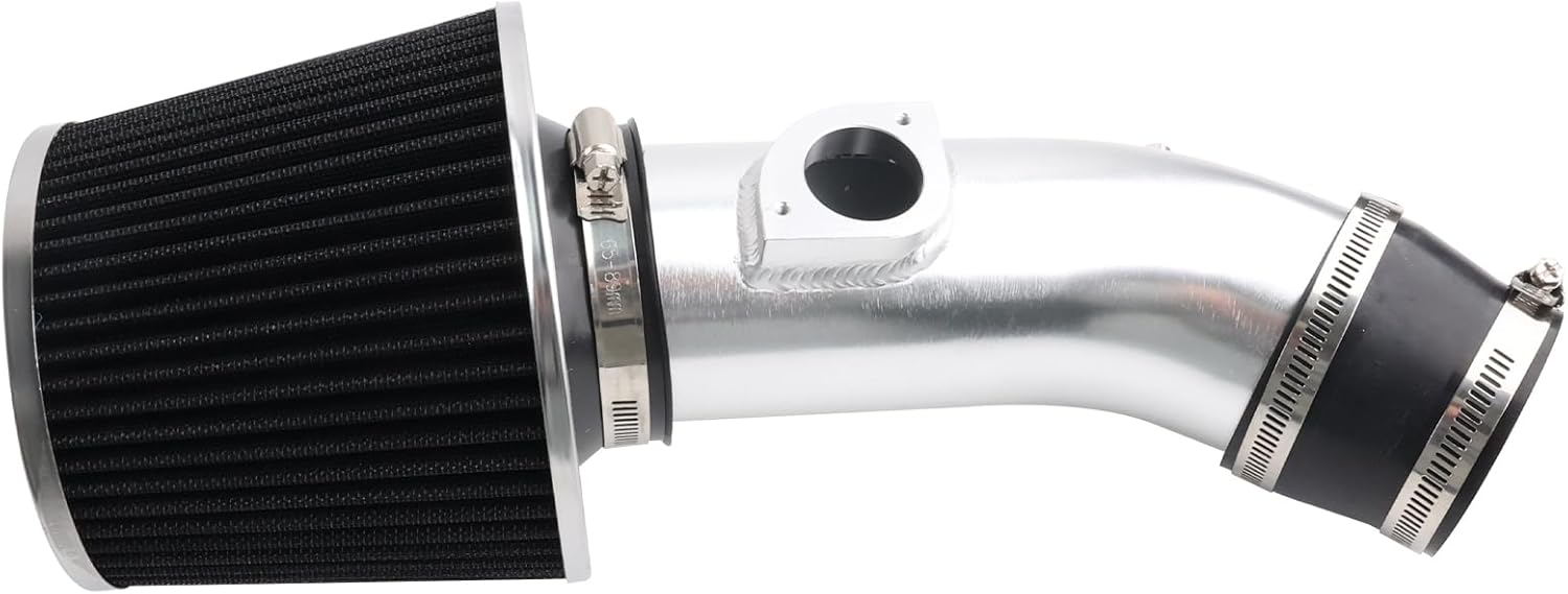 Cold Air Intake Kit High Performance Air Intake System Compatible with Mazda3 All Model with 2.5L 4-cylinders Engine GT/S 2010-2012 Silver T-304 Aluminum with Black Washable Dry Filter
