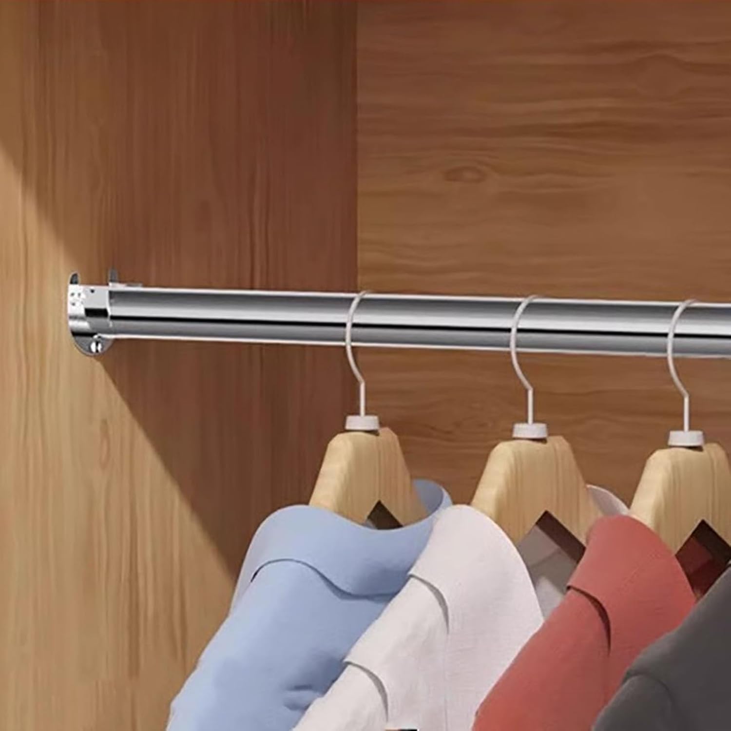 Space Saving Closet Rod Holders Can Retractable, Metal Garment Storage Organizer Bar w/Flange, Extra Long Coats Shower Curtain Tube Bracket(22mm(7/8"),175cm(68 7/8"))