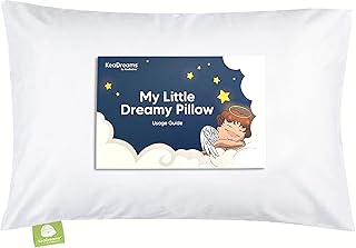 Toddler Pillow with Pillowcase - 13x18 My Little Dreamy Pillow, Organic Cotton Toddler Pillows for Sleeping, Kids Pillow, Travel Pillows, Mini Pillow, Nursery Pillow, Toddler Bed Pillow (Soft White)