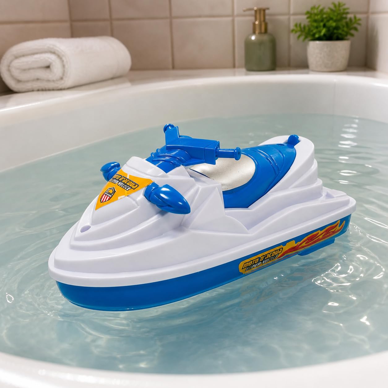 Generico Lancha de juguete a batería, moto de agua, Jet Sky, barco de juguete que funciona con lancha a pilas, súper rápido, 17 cm, juguete para niños, barco a motor eléctrico, juego Sea Race