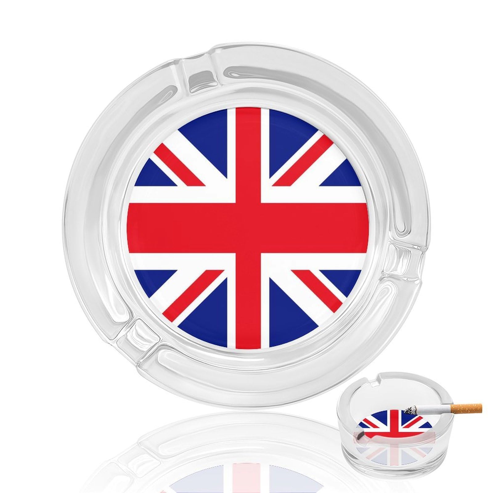 Nclqvjxzkhw Style British Flag Glass Ashtray Round Ash Tray Smoking Trays For Home Garden Outdoor
