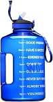 Bouteille d'eau de gallon avec paille et marqueur horaire, énorme bouteille de sport de 128 oz/74 oz avec poignée sans BPA, conteneur d'eau étanche pour le fitness, la gym, le yoga et les activités de plein air