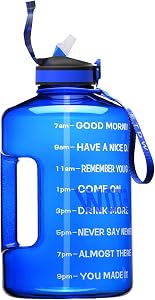 Bouteille d'eau de gallon avec paille et marqueur horaire, énorme bouteille de sport de 128 oz/74 oz avec poignée sans BPA, conteneur d'eau étanche pour le fitness, la gym, le yoga et les activités de plein air