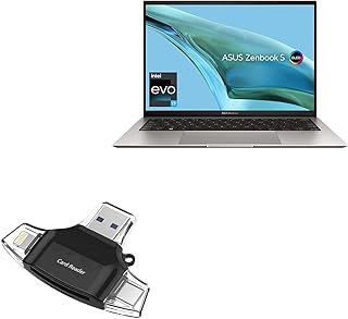 BoxWave Smart Gadget Compatible with ASUS Zenbook S 13 OLED (UX5304) - AllReader SD Card Reader, microSD Card Reader SD Compact USB for ASUS Zenbook S 13 OLED (UX5304) - Jet Black
