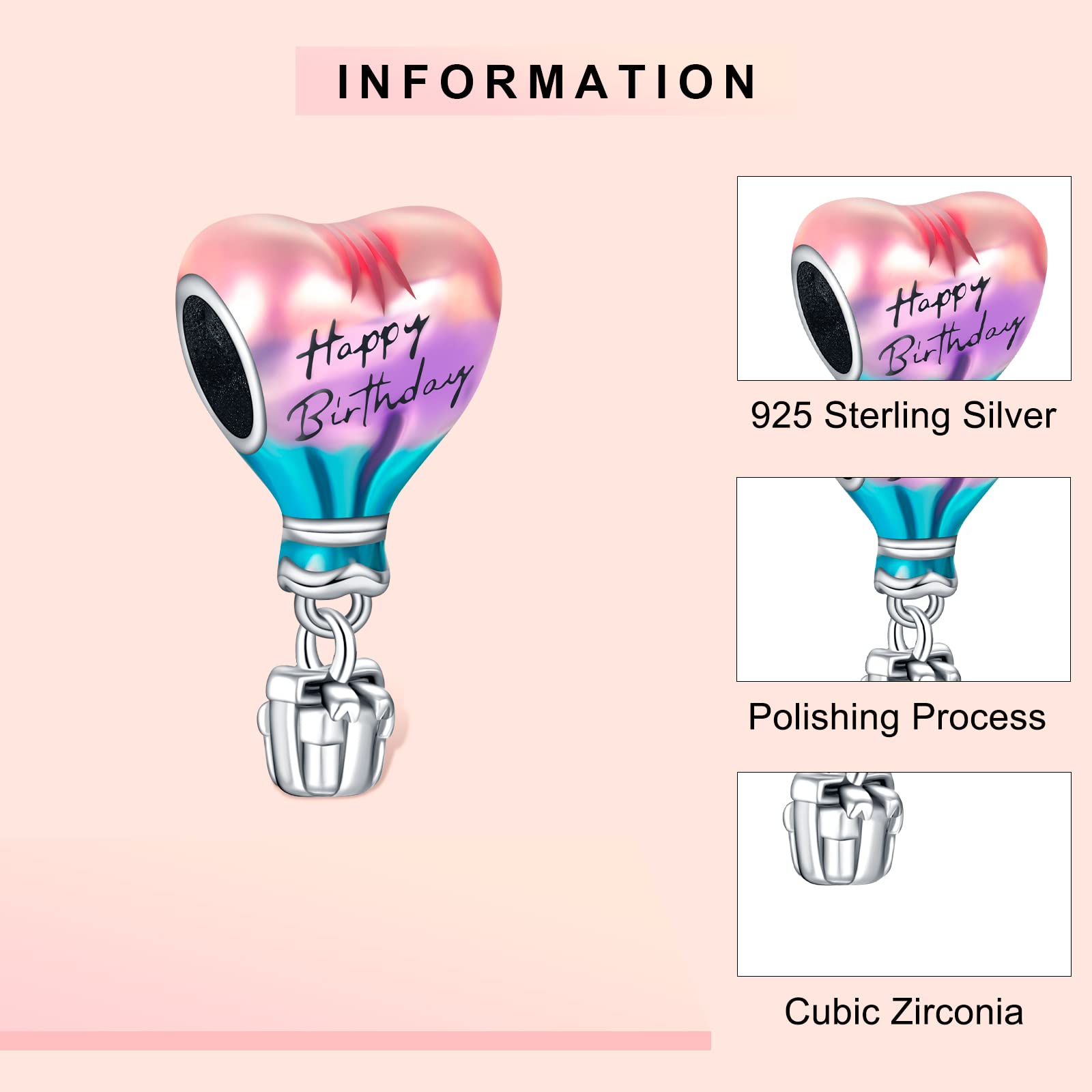 LaMenars 2022 Nuovo Cartone Animato Oceano Vetro di Murano Punto Charm per Le Donne Ciondolo in Argento Sterling 925 con Cubic Zirconia Fit Europe Regali per Le Donne Bracciale e Collana