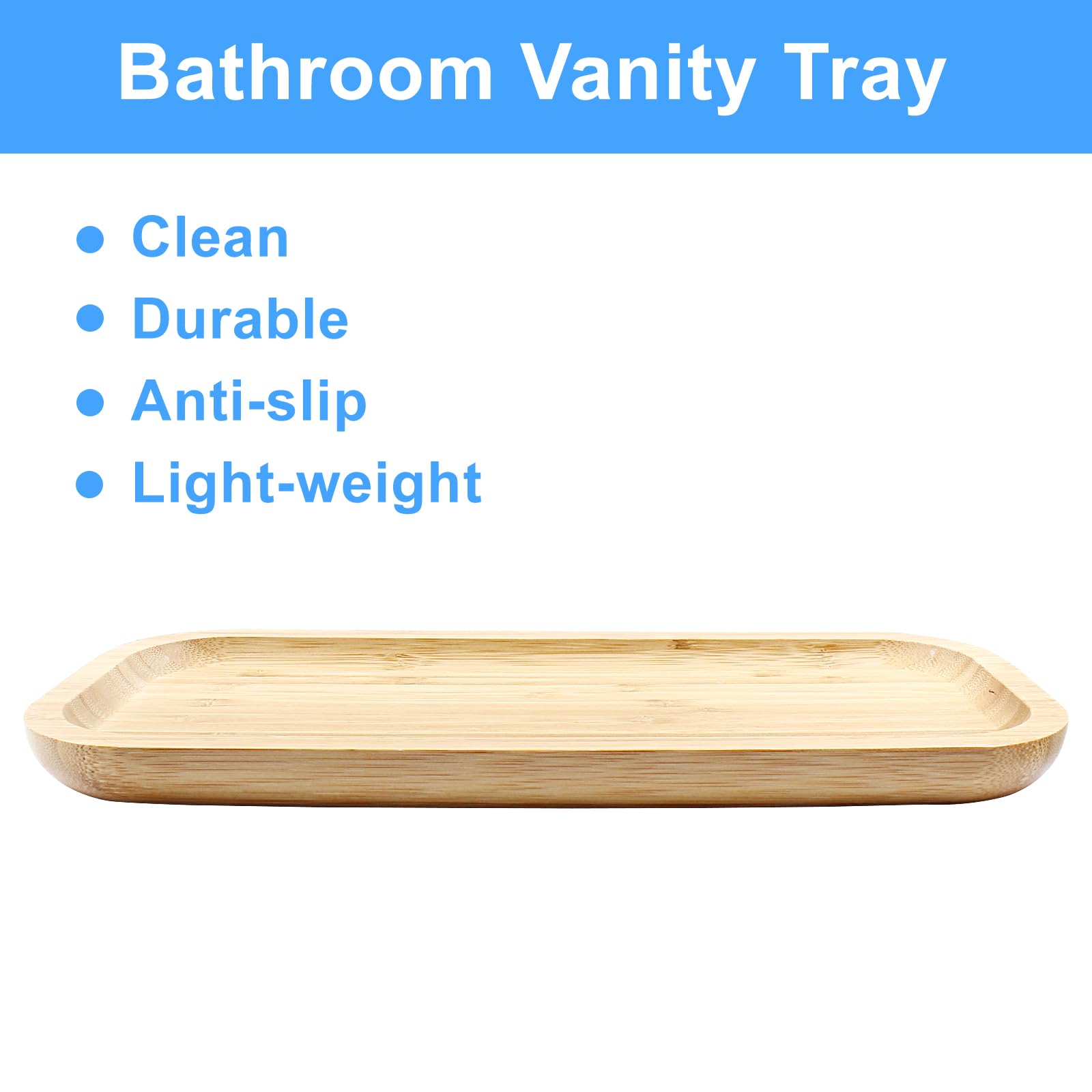 Bandeja de bambú de 30 cm para servir té, baño, fregadero de cocina, expositor de perfume, portavelas, bandeja de bambú ecológica para decoración del hogar
