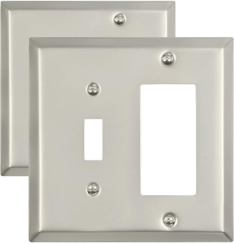 ZILLSEA Paquete de 4 cubiertas de tomacorrientes, placas de pared de metal para enchufes eléctricos, interruptores de luz, placa de cubierta de toma