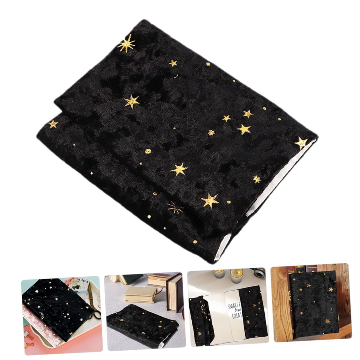 Angoily 4 Pezzi Copertina Libro Decorativa in Nero Protettore Riutilizzabile per Quaderni e Libri Scolastici Copertura Protettiva Facile Usare e Resistente