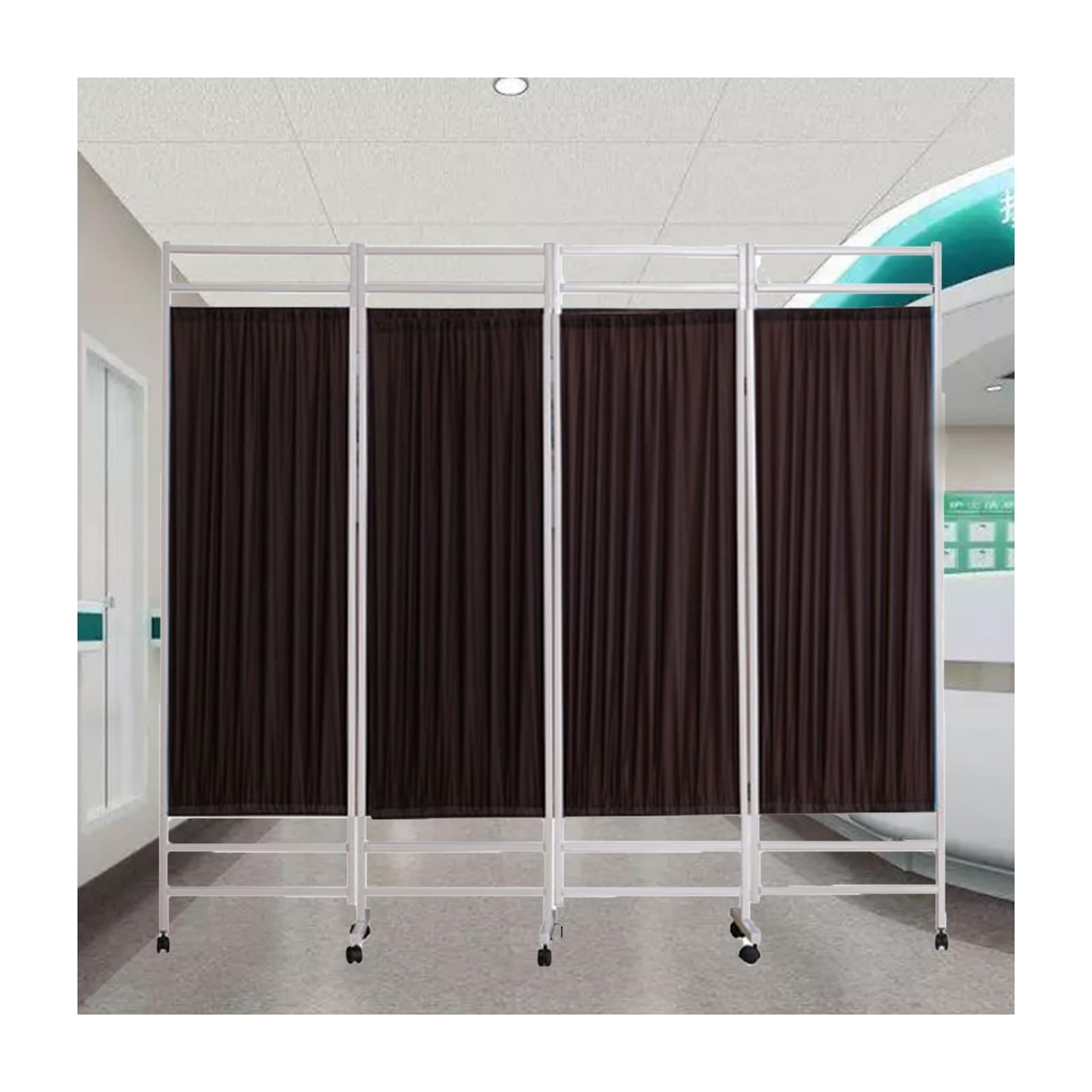 Paravent médical 4 panneaux clôture temporaire modulable 180x50cm