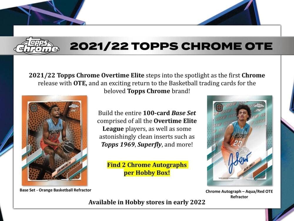 2021-22 Topps Chrome Overtime Elite Basketball Hobby (18 Packs/4 Cards: 2 Autos)