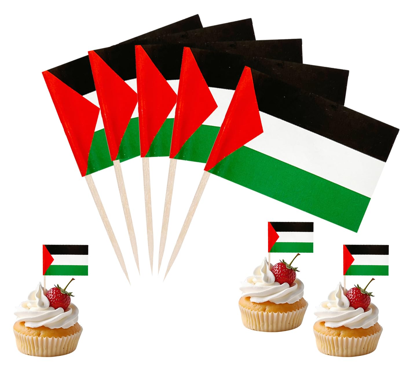 JBSJBS Palestine Flag Palestine Cupcake Topper Flags Banner Mini Small Palestinian Toothpick Stick Flags Cake Party Festival Theme Decorations(100Pcs) โ image 1