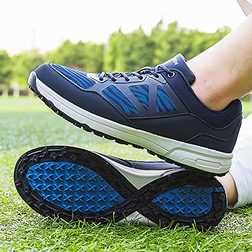 Thestron Men Golf Shoes Spring Summer Breathable Spikeless Golf Training Sport Sneakers Big Size Us 7-14 Golf Walking Shoes (7,Blue) #TOP3