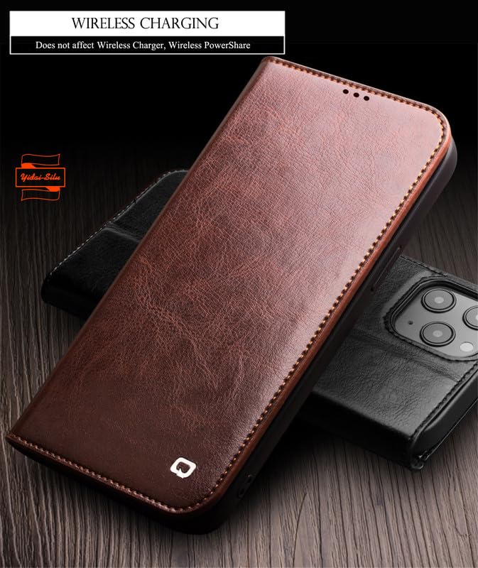 Etui na telefon iPhone 15 Plus z prawdziwej skóry (3 przegródki na karty, ręczne wykonanie, klasyczny styl】 Etui z klapką odporne na uderzenia i odciski palców, etui do iPhone 15 Plus 6,1"