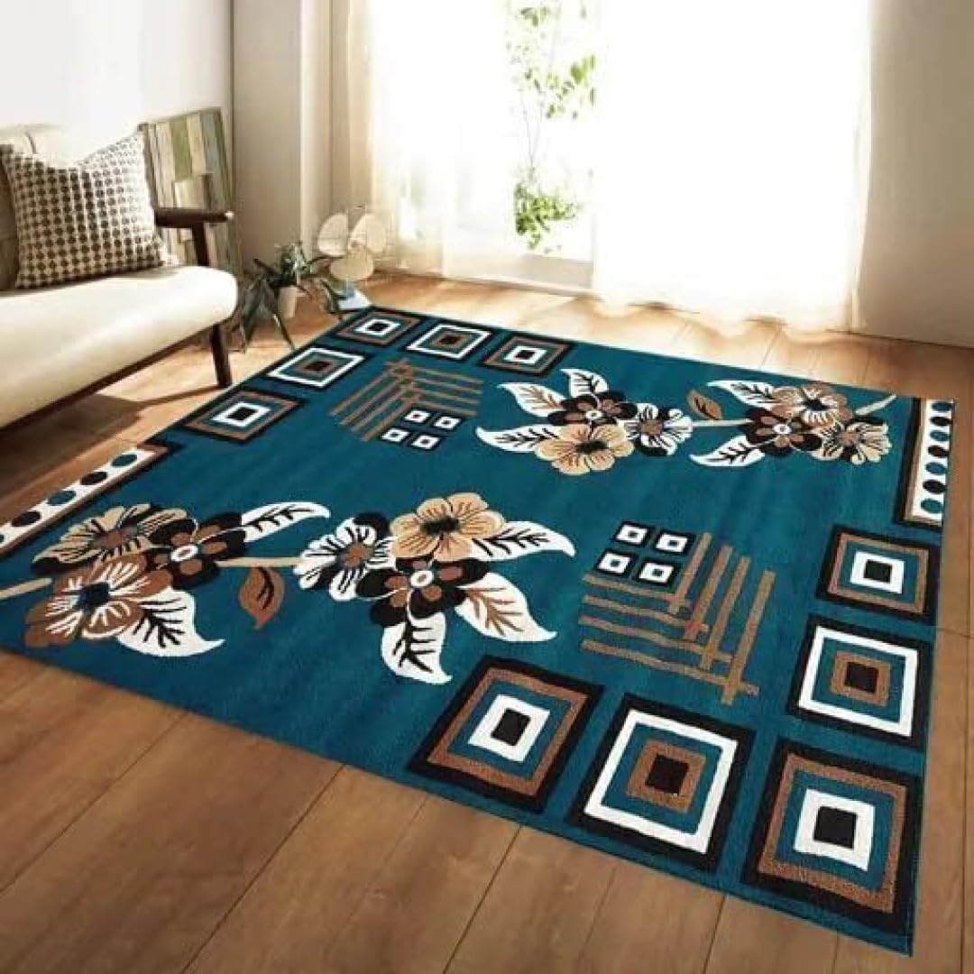 Traditional Blue Area Rug 6x8 Feet Premium Floral Design Anti-Slip Washable for Living Room Hall Drawing Room-image-30