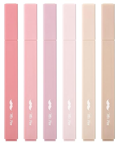 Mr. Pen- Aesthetic Highlighters, 6 pcs, Chisel Tip, Vintage Colors, No Bleed Bible Highlighter Pastel, Highlighters Assorted Colors, Pastel Highlighter Set, Cute Highlighters - Vintage