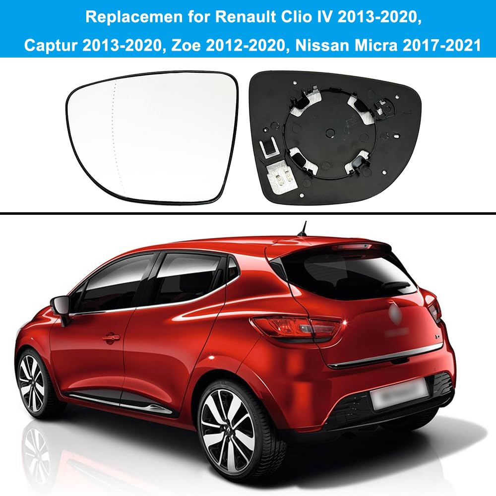Verre Rétroviseur Gauche Chauffant Pour Renault Clio 4, Captur, Zoe 2013-2020 - OEM 963661063R
