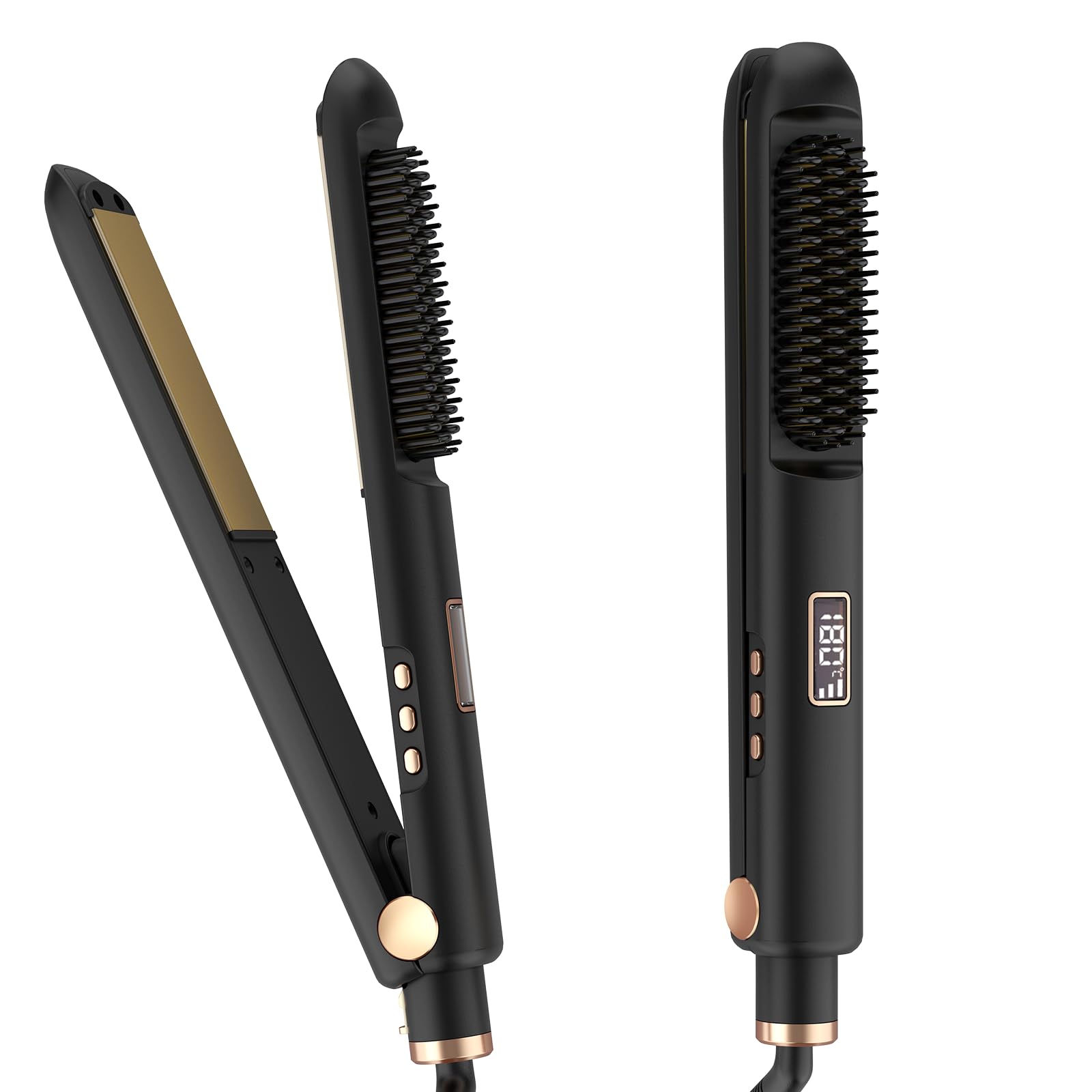COSTAR 2 in 1 Hair Straightener for Women, Hair Straightener Brush & Hair Curling Tools, 30s Fast Heating & Anti-Scald, Suitable for All Hair Types