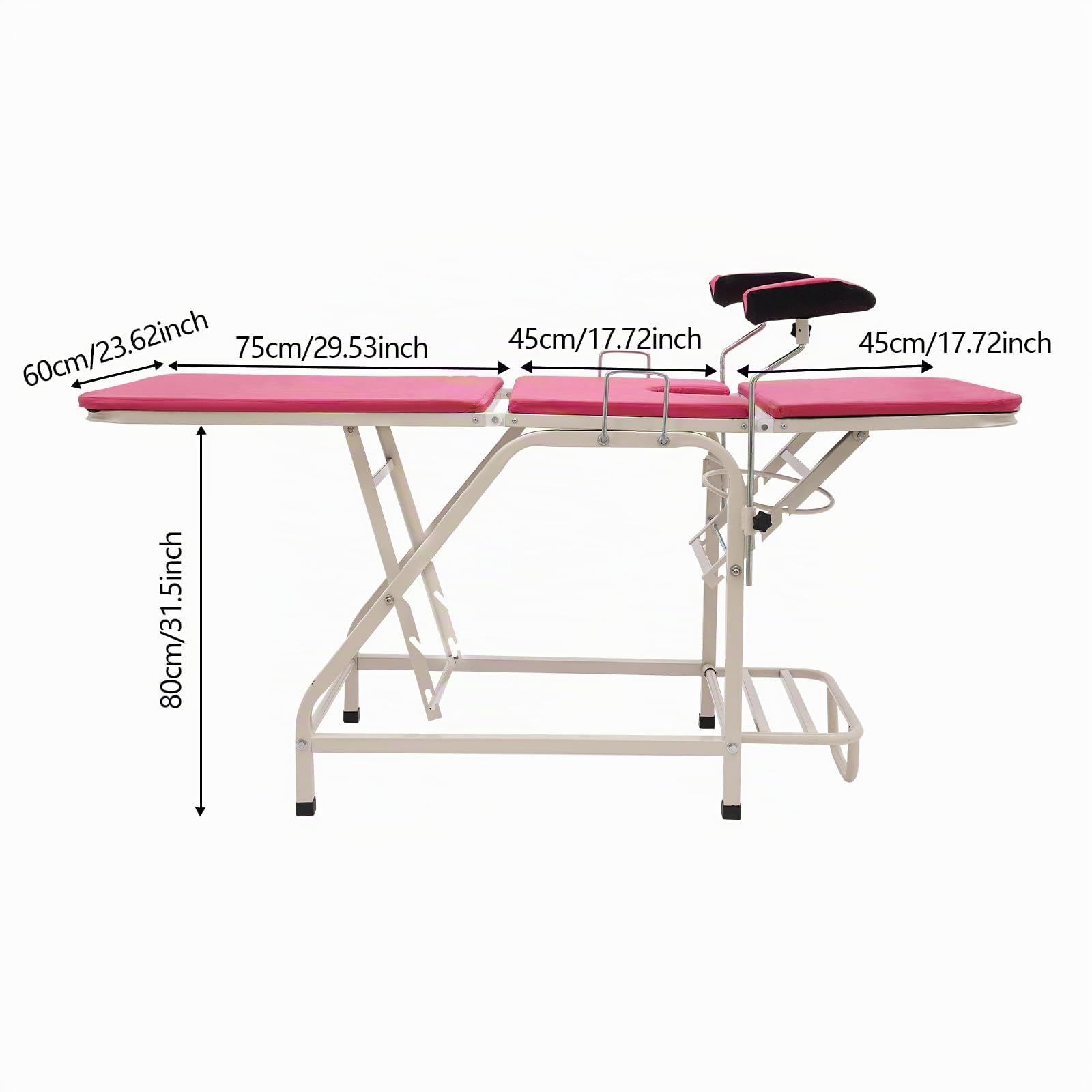 Chaise gynécologique GYN - Hauteur réglable avec dossier de 0 à 65 ° et repose-pieds amovible de 0 à 90 ° - Charge maximale : 150 kg