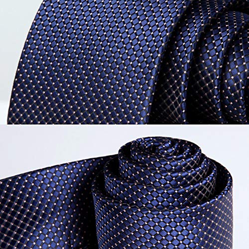 Image of HISDERN Ties for Men Formal Business Plaid Checked Mens Ties and Pocket Square Set Classic Wedding Necktie Handkerchief