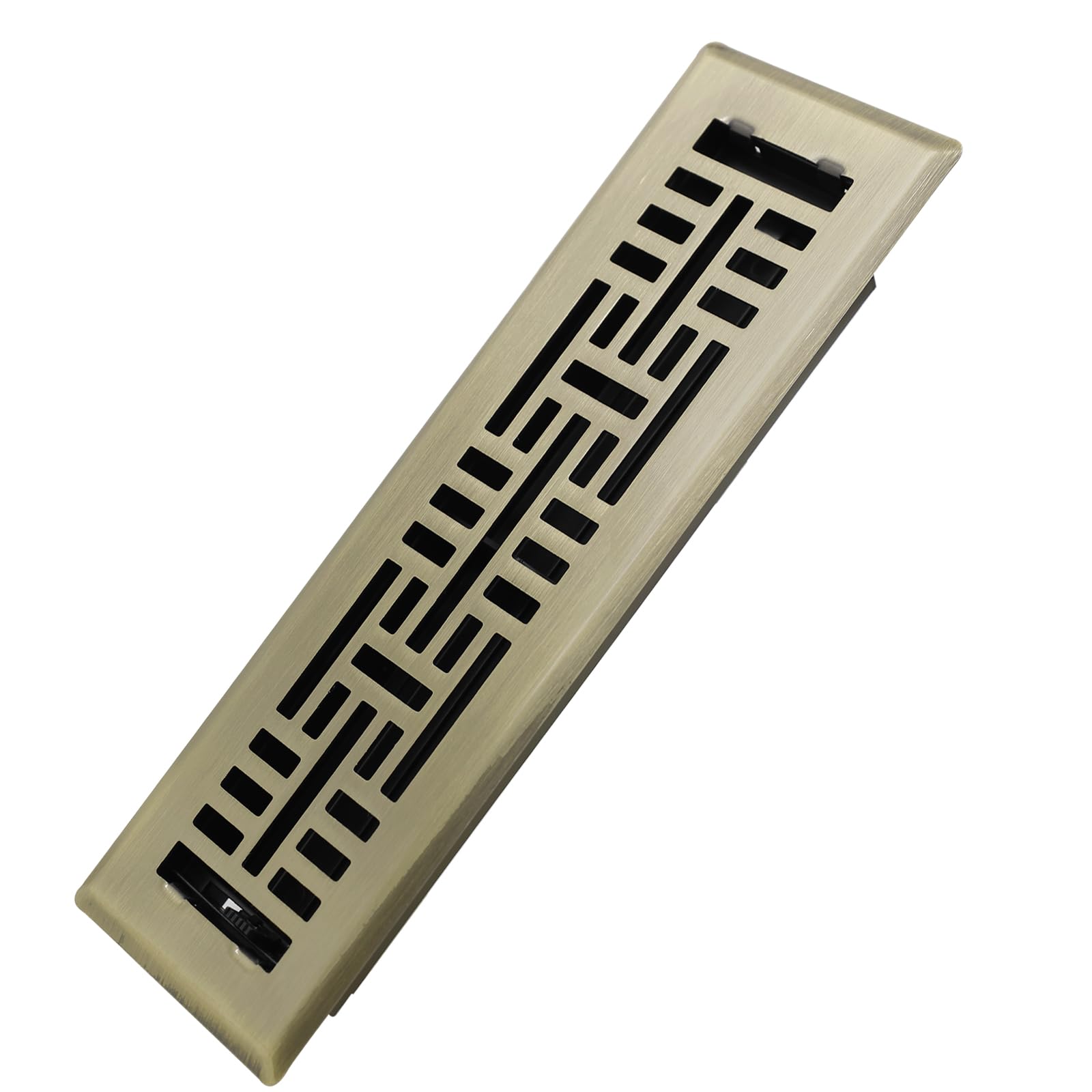 Howeall 2x10 Inches Heavy Duty Walkable Floor Register Easy Adjust Air Supply Lever Floor Vents - Seattle Design - Vent Cover for Home Floor - Antique Brass