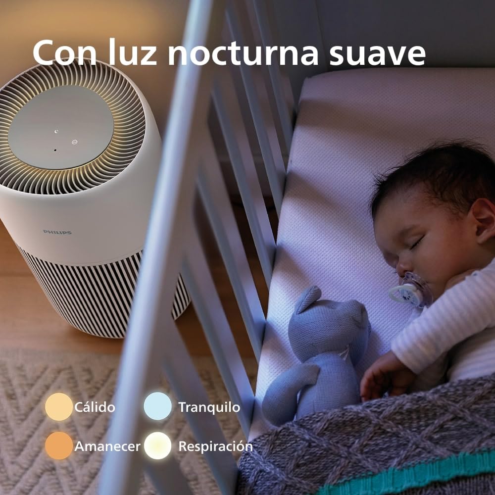 Philips Purificador de aire Serie 2200, HEPA NanoProtect + Filtro de carbón activo, CADR 400m³/h para 104m², Personas alérgicas, Ultra silencioso, Filtro inteligente y duradero (AC2210/10)