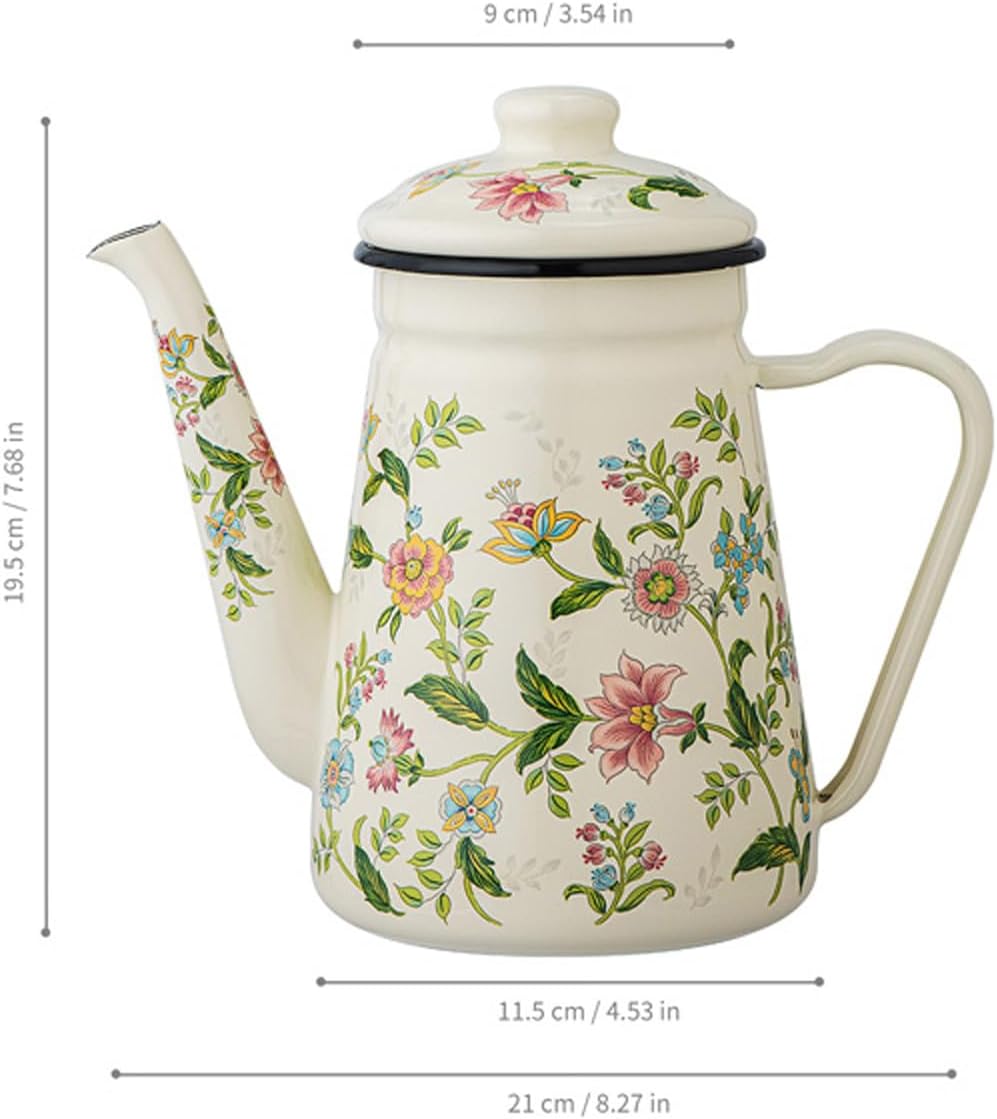 Enamel Tea Kettle for Stovetop, 1.2L Floral Tea Kettle, Vintage Teapot with Handle, Teapot for Stovetop, Tea Kettle Stovetop for Gas, Induction & Electric Stove