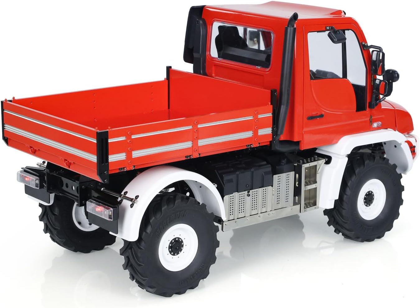 1/10 Metal Bucket RC Off-Road Vehicles U423 4x4 Remote Control Crawler Car Model 2-Speed Transmission Differential-Lock Axles Light Sound Hobby Grade Model(Orange Red White)