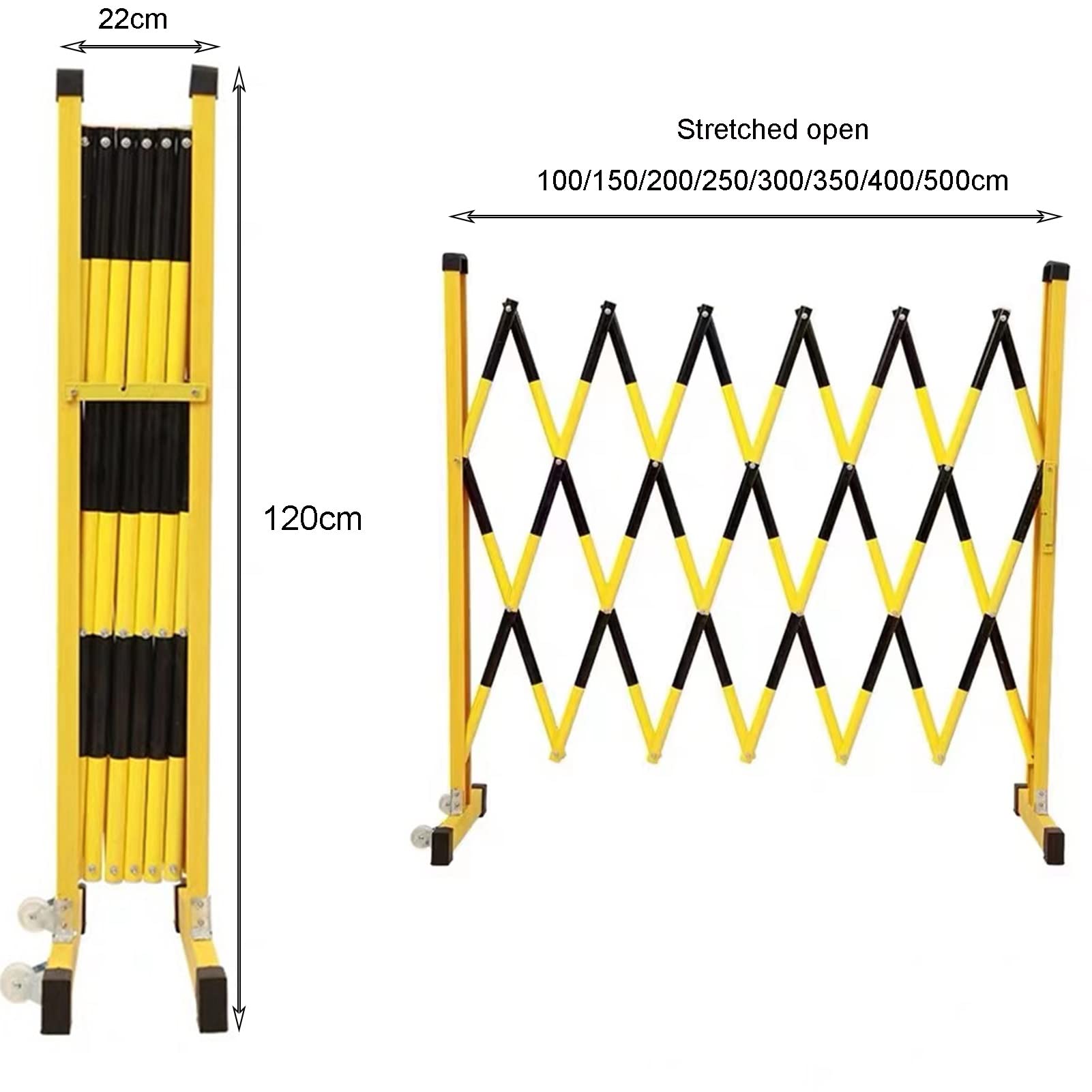 Puerta de barrera plegable portátil retráctil, color negro, 120 x 200 cm, ideal para calzadas, seguridad vial, control de acceso de garaje, duradero y fácil de usar