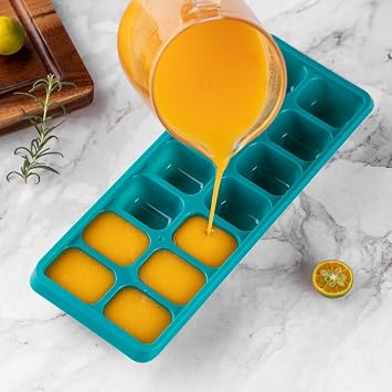 Multicolor 4 Pack Ice Cube Trays for Freezer 16 Cube Easy Release Plastic Ice Maker, Flexible Twist Design, Space Saving Reusable Ice Trays